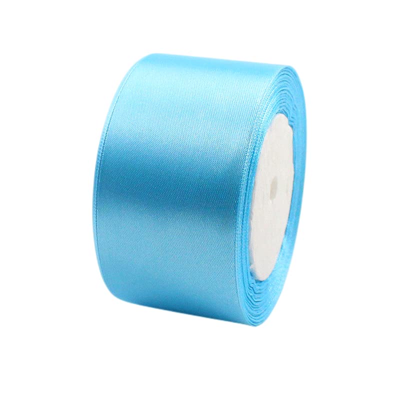 POPOYU 23m Wide Sky Blue Satin Ribbon 50mm for Wedding Car,Large Fabric Ribbon 2 Inch Car Ribbon Thick Baby Blue Ribbon for Crafting,Gift Wrapping,Wedding,Christmas,DIY,Hair Bows,Cake Decorations — image 1