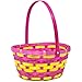 12 Round Woven Bamboo Easter Baskets- Bright with Handle Grass and Egg Stuffers for Kids Party Favor Supplies Decorations by Gift Boutique