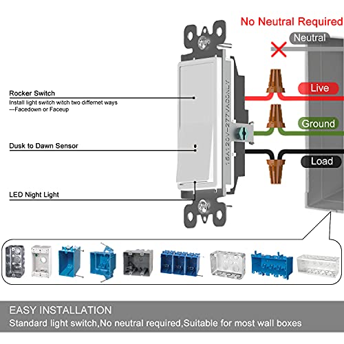 10Pack SOZULAMP Wall Switch with Night Light Combination Guide Light