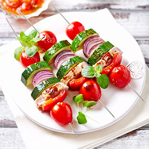 HAKSEN Kabob Skewers, 98PCS Grilling Metal Skewers Long BBQ Skewers Stainless Steel Roasting Sticks for Meat Vegetable Camping