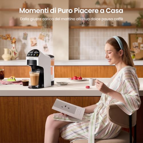 Magician2 Macchina da Caffè a Cialde e Capsule 5 in 1 per Casa e Ufficio | Adatto per ESE 44mm, Nespresso, Dolce Gusto, A Modo Mio, Macinato - Auto-Lock, TouchLED, Volume/Temp Regolabili, Preinfusione