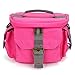 Evecase DSLR/SLR Camera Water Resistant Canvas Case Bag with Shoulder Strap for SLR/DSLR, Compact System, Hybrid, and High Zoom Camera and Other Accessories - Hot Pink/Medium