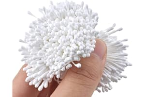 HAHIYO 700Pcs 2mm White Matte Double Heads Flower Stamen Pistil for Flower Making Scrapbook Decoration - Handmade Artificial Flower Pistil Matt-Like Floral Stamens Flowers Pollen Stamen