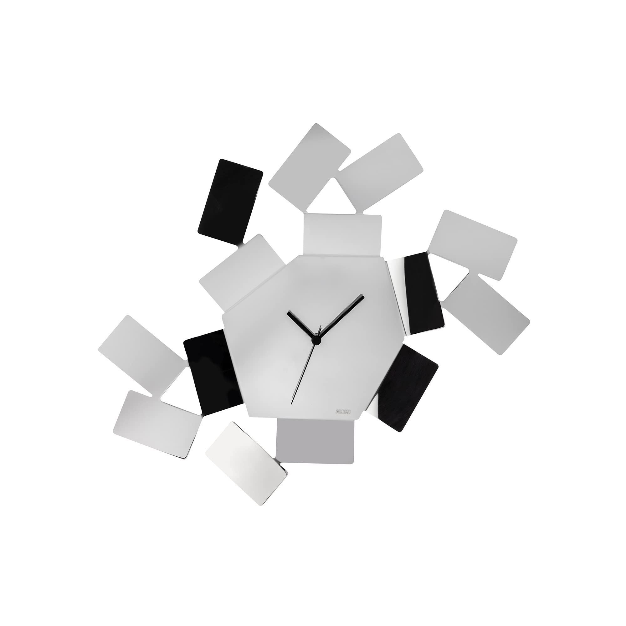 Alessi MT19 La Stanza dello Scirocco Wall Clock-18/10 Stainless, Mirror Polished, Steel Silver, 46 x 33.5 x 4 cm