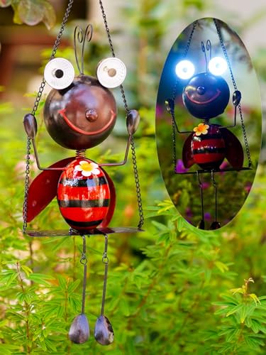 Photo 1 of GDF Solar Lady Bugs Swing Metal Ladybug Hanging Animal Garden Decor Waterproof Solar Lights Decorative Outdoor Lights for Outside Patio Balcony Pathway Lawn Yard,Gifts for Her/Him