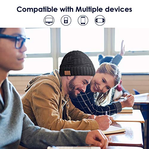 Bluetooth Beanie, Rechargeable Unisex Bluetooth hat, mens gifts with Control Panel, Removable Wireless Earphone hat, Charges via USB, Unique & Delightful for Your Friends, birthday gifts for men women