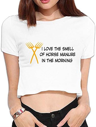 GBKEM Love The Smell of Horse Manur in The Morning Summer Crop Tops Street Sleeve Tee Bare Midriff Sexy Shirt