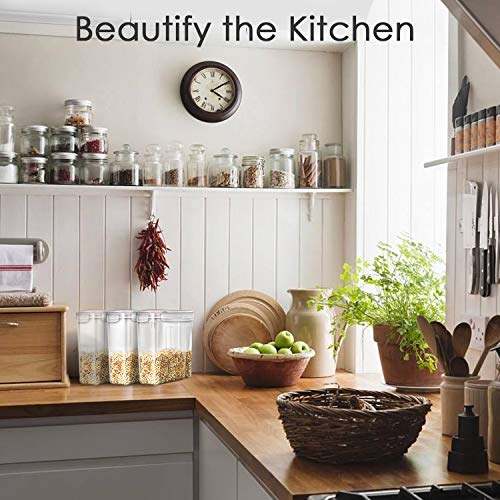 Airtight Cereal Storage Containers - Food Dispensers with BPA Free Plastic + 4 Side Locking Lids - Dry Cereal Keeper for Kitchen Storage Rice Flour Sugar Snacks Coffee - 16.9 Cup 135.5 Ounce Set of 3