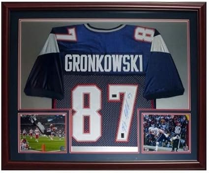 Rob Gronkowski Autographed New England Patriots Blue 87 Deluxe Framed Jersey Gronk Holo At Amazon S Sports Collectibles Store