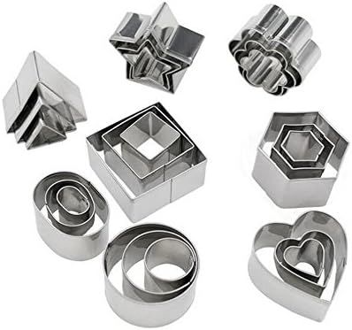 Hineway Set of 24 Metal Cookie Cutters Mini Geometric Shapes Cutter (24PCs)