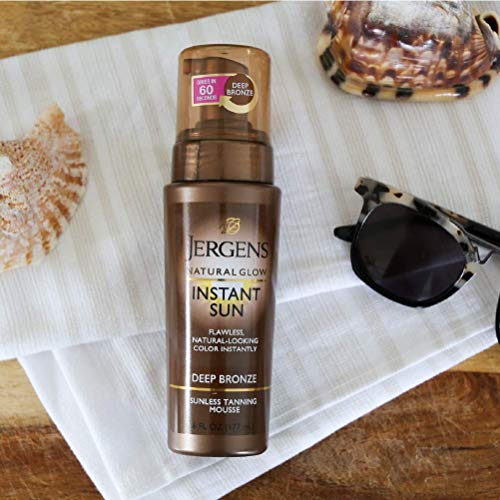 Jergens Natural Glow Instant Sun Body Mousse, Deep Bronze Tan, 6 Ounce