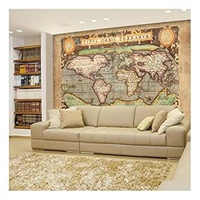 Ancient Antique Illustrated Map - Latin Lettering Full Color - Wall Mural, Removable Sticker, Home Decor - 66x96 inches