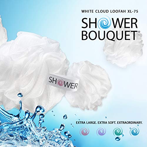 image for Loofah Soft White Cloud Bath Sponge XL 75g Set by Shower Bouquet: 4 Pa