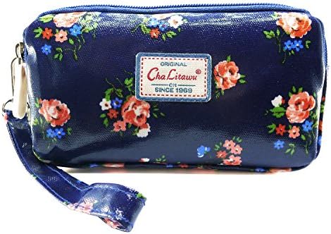 BDJ Multi-function Printed Oil-Coat Fabric Bag Wristlet Purse Wallet Pouch, Roses