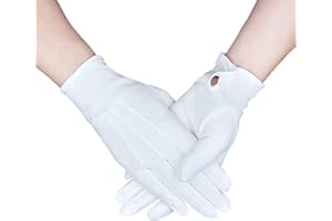 Zenssia Parade White Cotton Formal Tuxedo Costume Honor Guard Gloves with Snap Cuff, Coin Jewelry Inspection Gloves