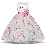 TTYAOVO Girls Flower Printing Chiffon Princess Wedding Party Holiday Dresses