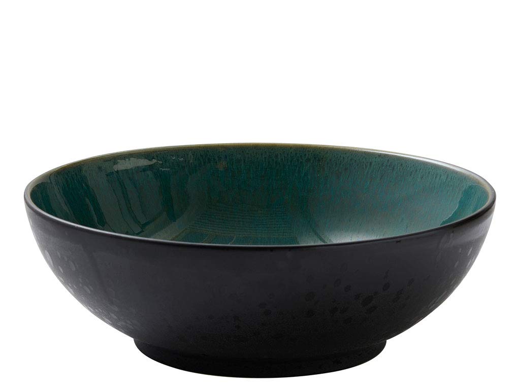 BITZ Salad Bowl, Stoneware Bowl, Dishwasher Safe, 30 cm in Diameter, Black/Green