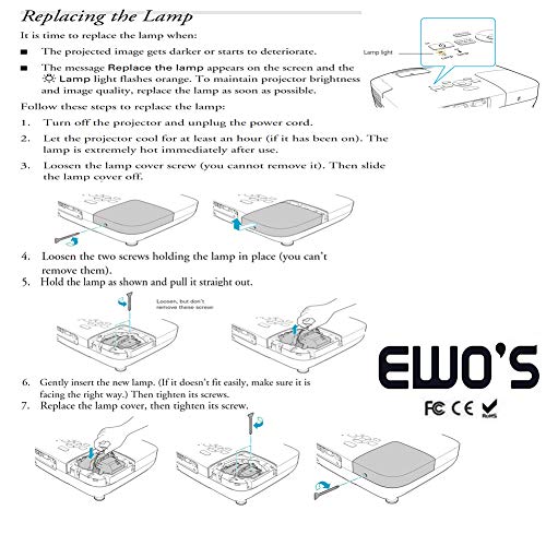 EWO'S ELP54 Replacement Projector Lamp Bulb for Epson ELPLP54/ELPLP58 Powerlite Home Cinema 705HD S7 S9 X9 S8 X7 EX31 EX51 EX71 EX5200 EX7200 EX3200 S10 H310A H311A H331A H368A H369A H376A Projectors
