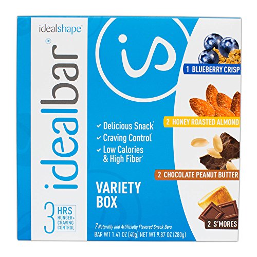 IdealBar, Meal Replacement Bars, Variety Box, w/ Hunger Blocker - 140 Calories, 7g Sugar, 10g Protein - 7 Bars