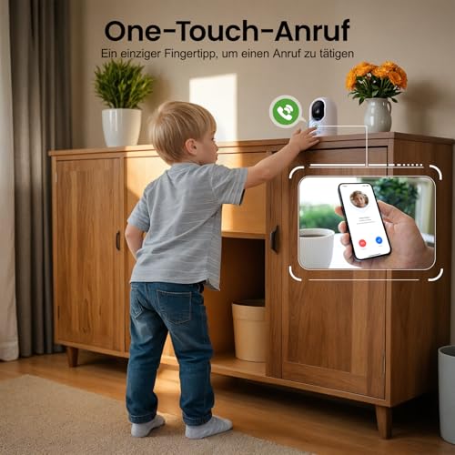 INFIYA 2K Indoor Surveillance Camera, Baby Monitor with Camera, WiFi Indoor Camera, Dog Camera with App, One-Touch Call, Automatic Tracking, Night Vision, Motion Detection
