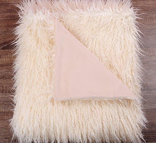 "CLEARANCE" White Ivory Shaggy Mongolian Lamb Faux Fur Throw Blanket