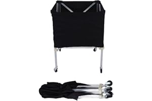 TIKATARER Volleyball Cart With Wheels, Wheeled Ball Cart Foldable Portable Ball Cart Tennis Cart Ball Storage Cart for Basket