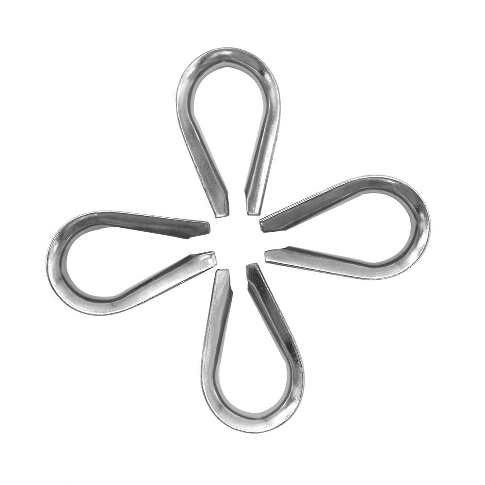 POFET 4Pcs M12 304 Stainless Steel Wire Rope Sleeve Ring, Wire Rope Tube Type Core Ring Cable Thimbles Rigging Tool Material