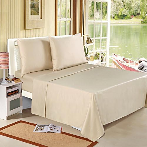 Queen Size 600 Thread Count 4 Piece Sheet set, 100% Combed Cotton Sheets, Sateen Weave, Deep Pocket, Premium Quality Bedding Set From Weiqiao (Queen,Linen)