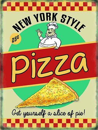 New York Pizza small steel sign 200mm x 150mm (og)