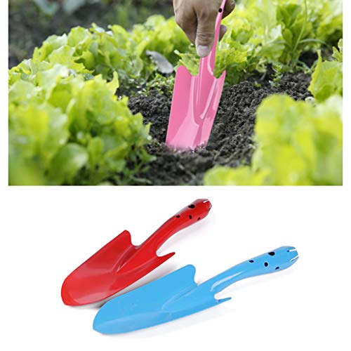 Ymeibe Metal Garden Hand Shovels Kids Lovely Garden Shovel Set with Powder Coating Small Gardening Shovel Household Digging Lawn Trowel Shovel for Indoor Outdoor Use (Pink/Blue/Red/Green) - Thumbnail 6