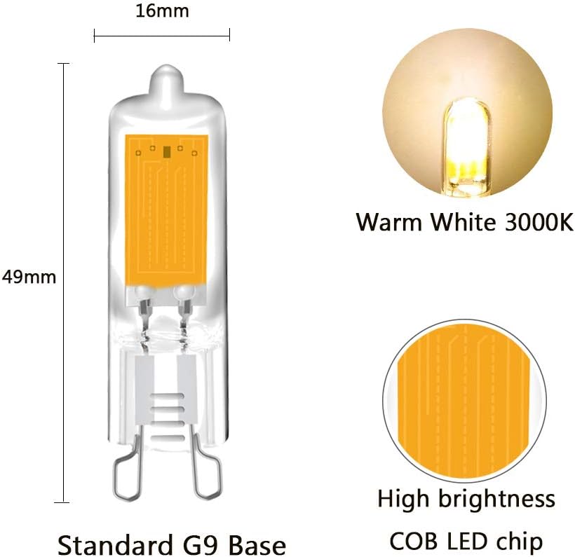 ENGEYA G9 2W Glass COB Bulbs,LED G9 Capsule Lamps,25W Incandescent Equivalent,2W LED Energy Saving Light Bulbs 250 Lumens/AC 220-240V /Non-Dimmable - Image 3