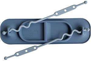 Busy Baby Silicone Mini Mat, Suction Placemat for Babies & Toddlers with Adjustable Tethers, Keeps Toys Off The Floor, Dishwasher Safe, BPA Free, Includes Travel Sleeve (Pewter)