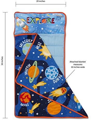 Funhouse Explore Planets & Outer Space - Kids Nap Mat Set - Includes Pillow and Fleece Blanket - Great for Kids Sleeping at Daycare, Preschool, or Kindergarten - Fits Napping Toddlers or Children - Thumbnail 2