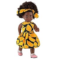 Sanmubo Newest Lovely African Silicone Doll 18 in American Girl Princess Simulation Doll Toy Lifelike Silicone Vinyl Toy Dolls African American Reborn Baby Dolls