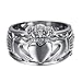 HAMANY Jewelry Men's Stainless Steel Claddagh Ring with Celtic Knot Eternity Design,Size 13