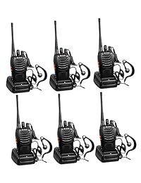 Arcshell Radios de dos vías de largo alcance recargables con auricular Paquete de 6 UHF 400-470 Mhz Walkie Talkies Batería de ión de litio y cargador incluidos