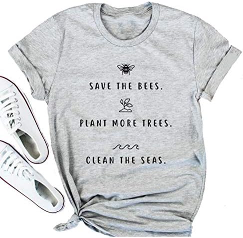 YourTops Women Save The Bees Plant More Trees Clean The Seas T-Shirt & Blouse