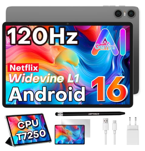 TECLAST P30T 120Hz Tablet 10" Android16, 2GHz 16GB+128GB with Case+Pen | Gemini AI, TF 5TB, Octa-Core, 5G WiFi, Widevine L1, GPS, GMS, OTG, 6000mAh