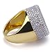 TOPGRILLZ 23mm 14K Gold Plated Round Fully Iced Out CZ Lab Simulated Diamond Bling Band Style Pinky Ring for Men Hip Hop