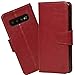 Arae Case for Samsung Galaxy PU Leather Wallet Case Cover (S10-6.1 inch, Wine Red)