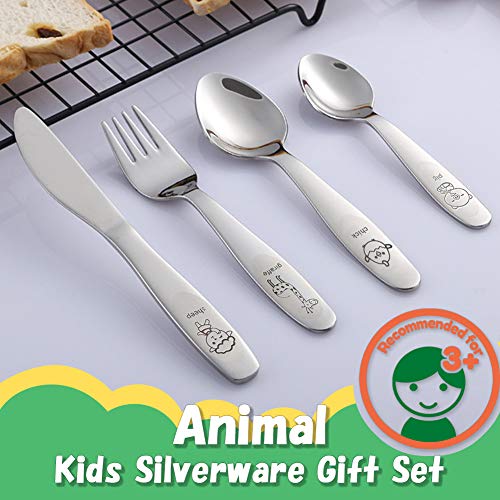 Kids Silverware Set Toddler Utensils 18/8 Stainless Steel 4PCS Fork