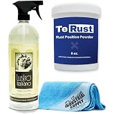 Tenax TeRust Rust Remover 8 oz - Remove Rust Stains Out of Granite and Marble - Lustro Italiano Counter top Cleaner 32oz - 16x16 Microfiber Cloth - Bundle - 3 Items
