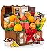 Premium Grade Fruit and Gourmet Treasure Gift Basket | Includes Fresh Pears, Apples, Oranges, Peanut Brittle & More | Reusable Keepsake Trunk | Perfect For Birthday, Anniversary or Thank You Gift
