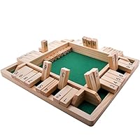 GrowUpSmart 4-Way Shut The Box Dice Game (2-4 Players) for Kids + Adults [4 Sided Large Wooden Board Game, 8 Dice + Shut-The-Box Rules] Smart Game for Learning Numbers, Strategy + Risk Management