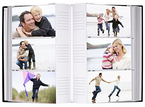 Black Fabric Photo Album - Fits Photos Size 4x6 inches - Holds 300 Photos - Bonus Ultra-Fine Tip Pen Included