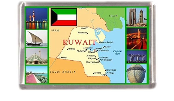 Kuwait Mapa regalo de recuerdo imán para nevera : Amazon.es ...