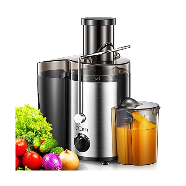 Juicer-Machine-Centrifugal-Juicer-for-Whole-Fruit-and-Vegetable-76MM3-Feed-Chute-Dual-Speed-Mode-Juice-Extractor-Stainless-Steel-Easy-Clean-BPA-Free-500W-by-QCen Juicer Machine,Centrifugal Juicers Whole Fruit and Vegetable, 76MM/3” Feed Chute, Dual Speed Mode Juice Extractor…