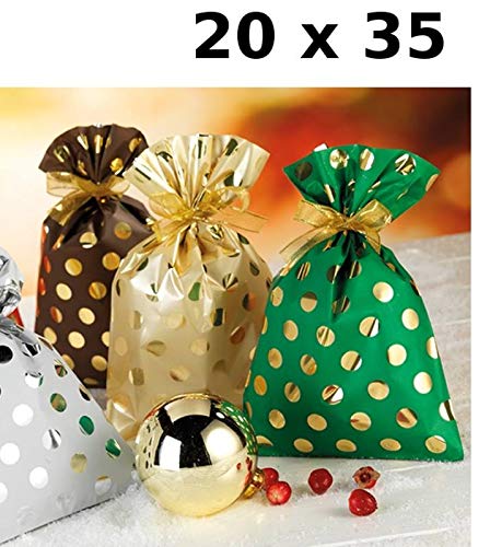 Pnp 8013170713412 Pack of 100 Envelopes Size 20 x 35 cm Christmas Fantasies Polka Dots Gift Bags, Multi-Coloured