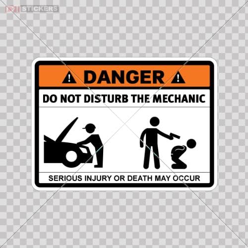 Decal Stickers Danger Do Not Disturb The Mechanic Color Print (7 X 5 Inch) Df626 Size: 5 X 3.6 Inches Vinyl color print
