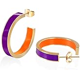 TaYolnFaSo Chunky Gold Earrings for Women C Shaped Round Hoop Earrings 18K Gold Plated Stainless Steel Enamel Earrings Jewelry Gift